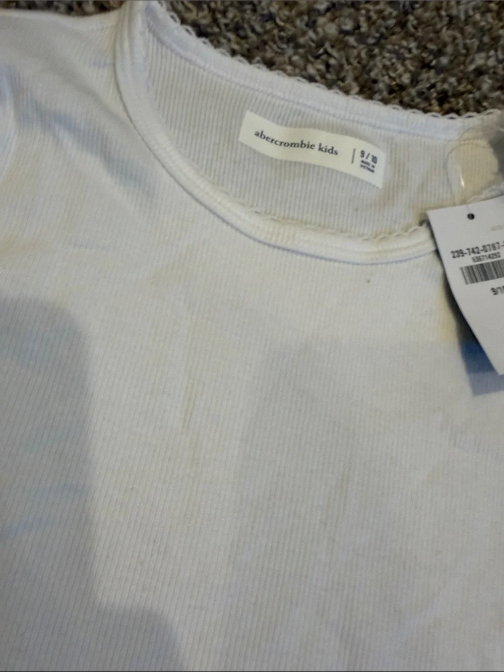 abercrombie kids White Ribbed Short Sleeve Tee